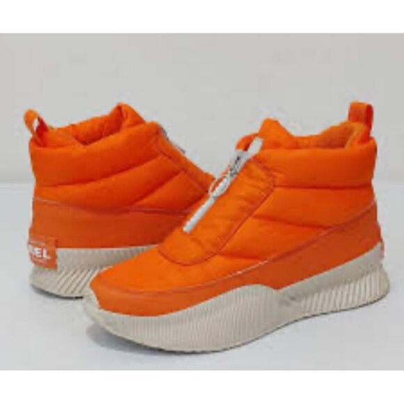 Sorel Women Size 9.5 Out N About III Puffy Orange Zip Waterproof Insulated Boots - Picture 1 of 7